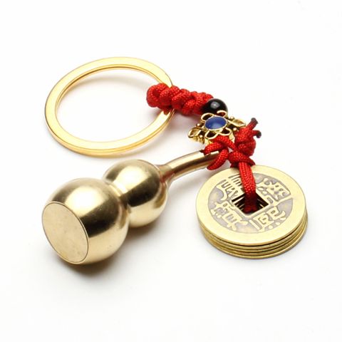【開運工場】精巧銅製葫蘆五帝錢招財好運吊飾鑰匙圈