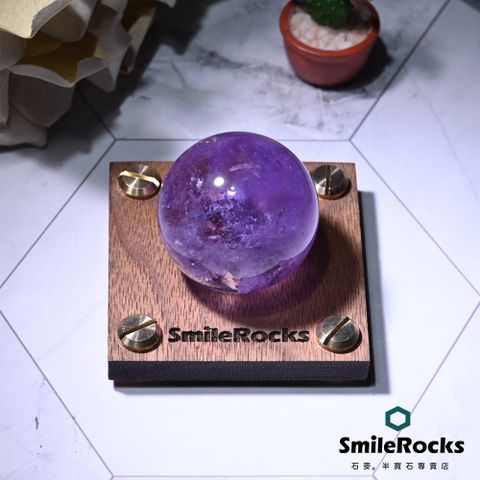 SmileRocks 石麥 帶彩虹光紫黃晶球 直徑3.7cm No.051510110
