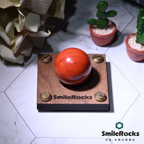 SmileRocks 石麥 天然紅碧玉球 直徑3.2cm No.050250109