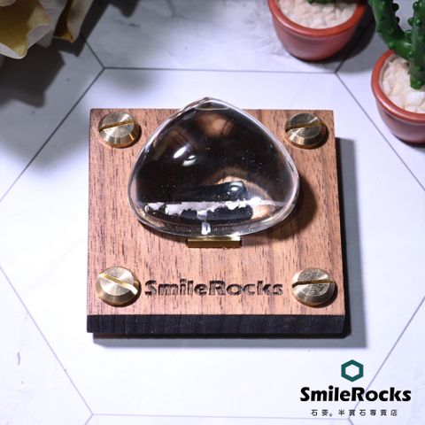 SmileRocks 石麥 水滴形藍針白水晶帶方解石 4.0x1.6x3.3cm No.042890111