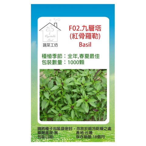 【蔬菜工坊】F02.九層塔 (紅骨羅勒)種子