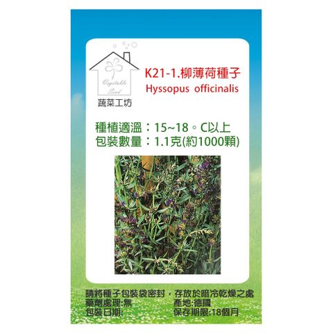 【蔬菜工坊】K21-1.柳薄荷種子(神香草.海壽花)1.1克(約1000顆)