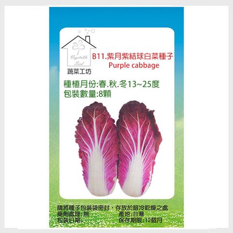 【蔬菜工坊】B11.紫月紫結球白菜種子8顆