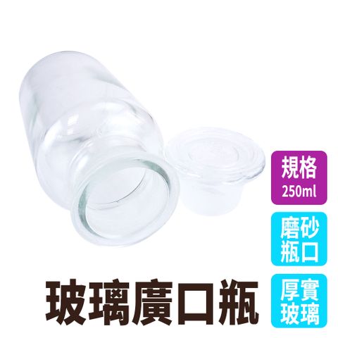 瓶瓶罐罐 燒杯玻璃皿儲物罐(250ml) 2入 餅乾罐 廚房容器 瓶口磨砂 玻璃大口瓶 玻璃罐 B-GB250