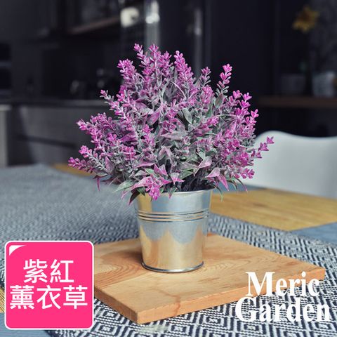 Meric Garden 創意北歐ins風仿真迷你療癒小盆栽/桌面裝飾擺設_紫紅薰衣草