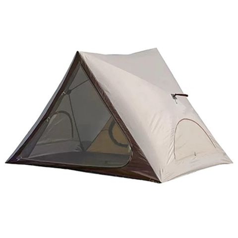 【居家家】便攜式戶外露營防蚊遮陽自動速開2-3人三角銀膠野餐帳篷-防潮墊+3個枕頭（露營帳篷/野營帳）