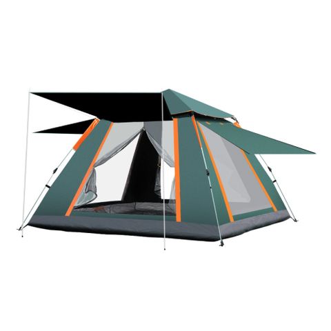 探險者 加厚全自動速開前後廳雙門3-4人六面天窗透氣登山露營帳篷家庭號(TXZ-0023-黑膠)