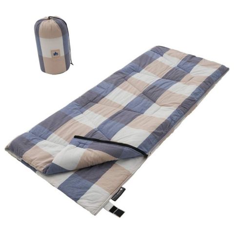 【LOGOS】棉質格紋 0℃ 信封型全開式透氣保暖睡袋/72683040