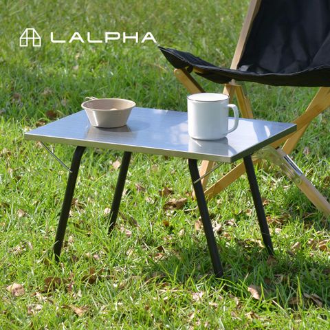【日本LALPHA】輕量便攜型耐熱不鏽鋼板折疊桌(附收納袋)