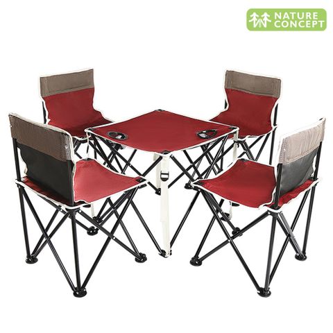 Nature Concept 沃特曼五件套戶外野餐露營折疊桌椅組 一桌四椅(NC505RE)