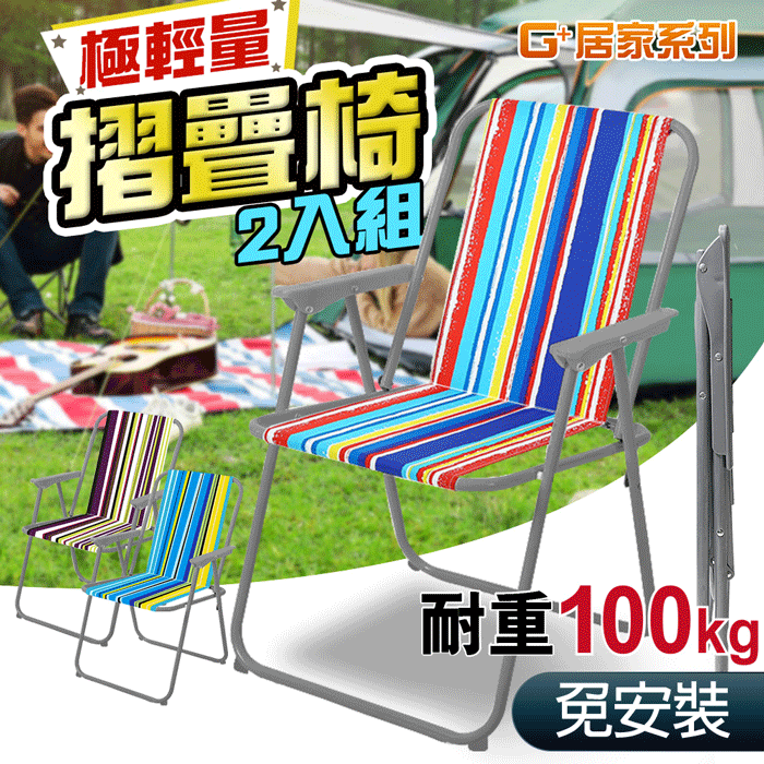 G+居家 耐重輕便折疊椅(2入組)