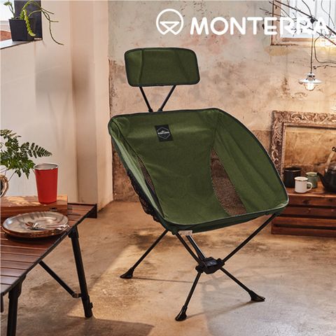 monterra  Headrest Grande 輕量蝴蝶型折疊椅 (頭靠式)橄欖綠