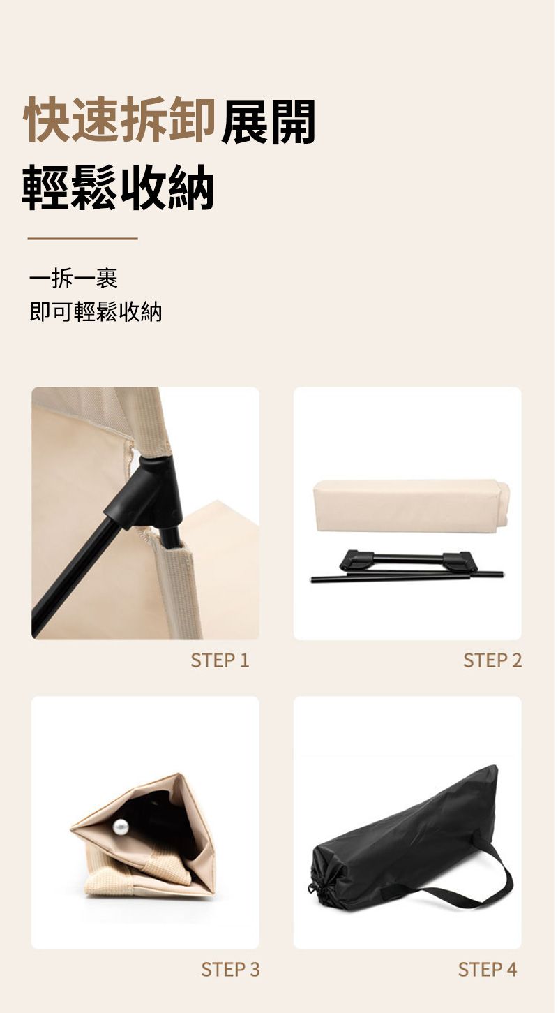 快速拆卸展開輕鬆收納一拆一即可輕鬆收納STEP 1STEP 2STEP 3STEP 4