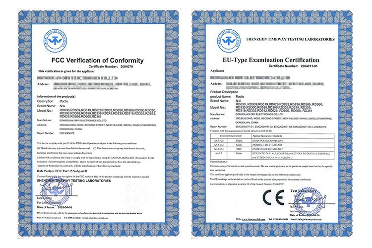 Verification  Conmity      for     r ameN                       and    FCC    B  ESTING LBORATORIES    SHENZHEN TIMEWAY TESTING LABORATORIESEUType Examination Certification      Model                    A          - CETest  of T