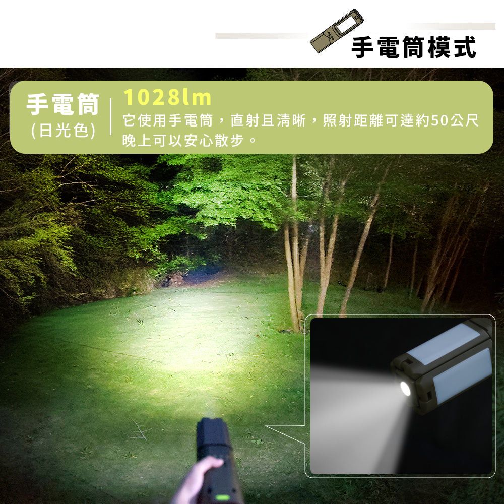 手電筒模式手電筒 10281m(日光色)它使用手電筒,直射且清晰,照射距離可達約50公尺晚上可以安心散步。