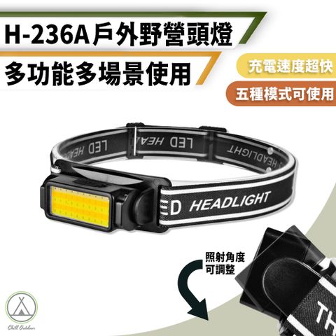 【Chill Outdoor】H-236A 五排COB防水頭燈 350Lm 五檔可調 (1入)