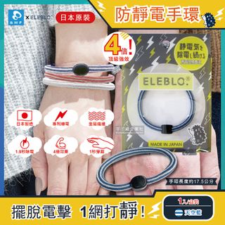 【日本ELEBLO】頂級4倍強效條紋編織防靜電手環-天空藍色(1.9秒急速除靜電髮圈)