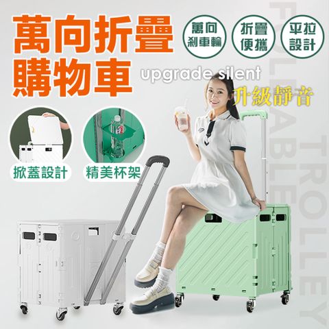 【DaoDi】折疊購物車萬向四輪75L可平拉杯架X2入手推車