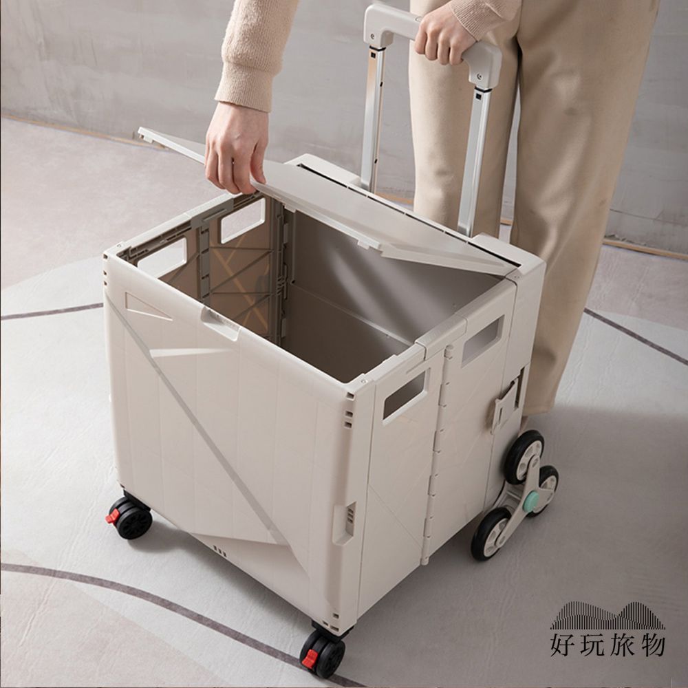 好玩旅物 爬樓梯爬坡專用輪拉桿折疊收納野餐購物推車 (折疊推車 萬向推車 購物車 逛街車 買菜車)