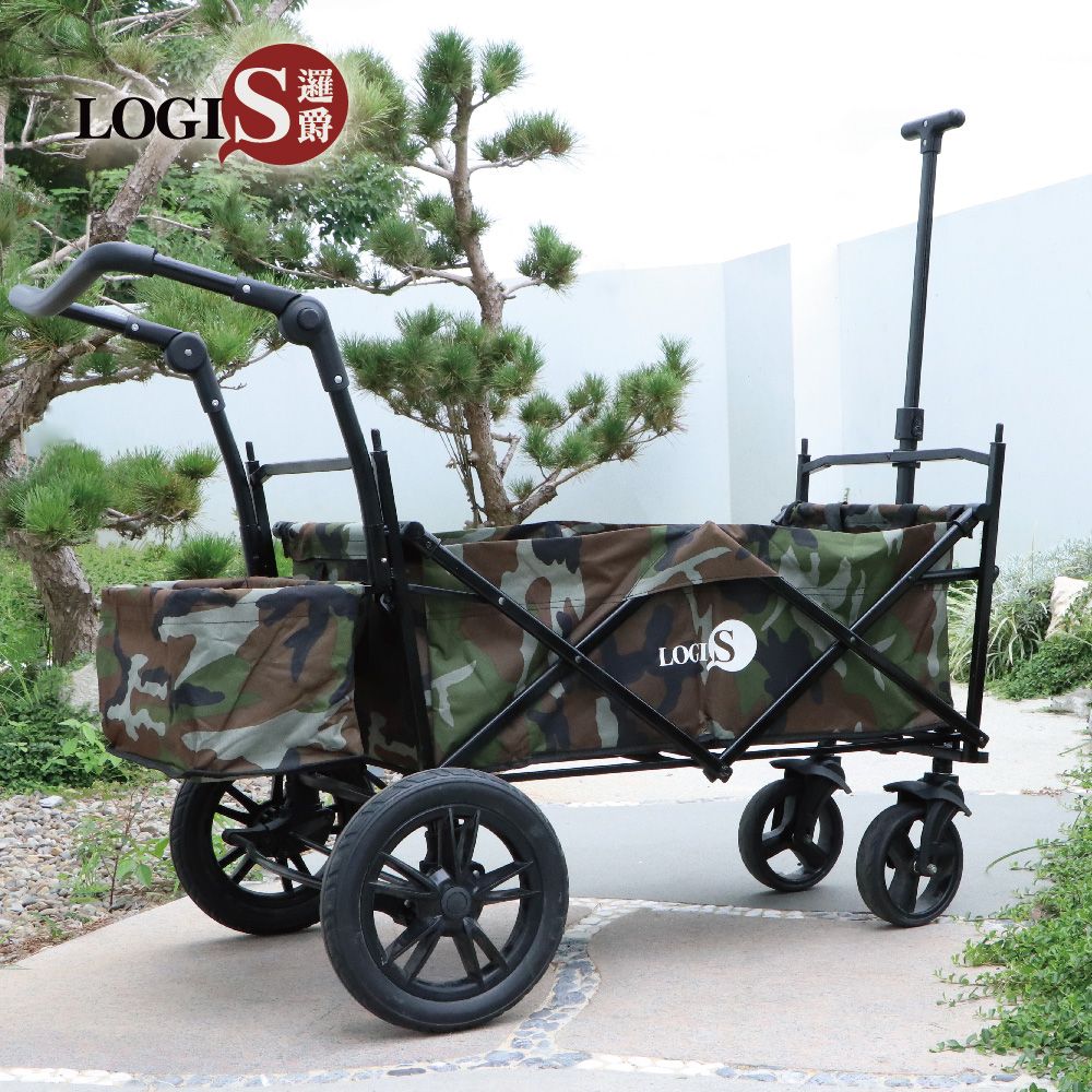 LOGIS 邏爵 美式黑潮超大輪摺疊推車 購物車 寵物推車【LV169】