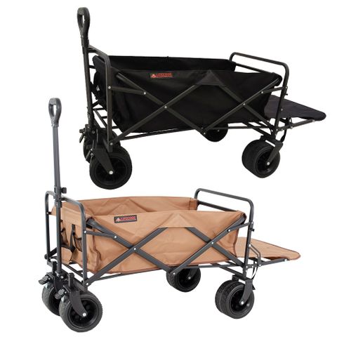 LIFECODE 露營推車-尾部可打平(加大84*50cm-7吋寬輪-帶剎車)-2色可選