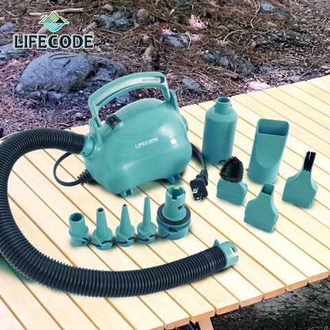 【LIFECODE】110V強力電動充氣幫浦-充洩兩用/小型吸塵器（附吸塵配件）(2.2PSI)