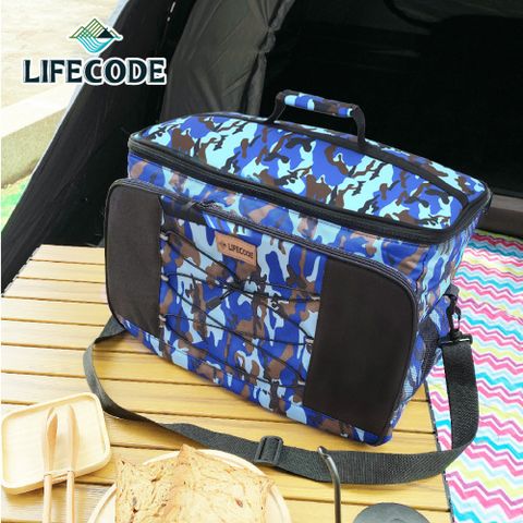 【LIFECODE】藍迷彩保冰袋/保溫袋/保冷袋 (35L公升)