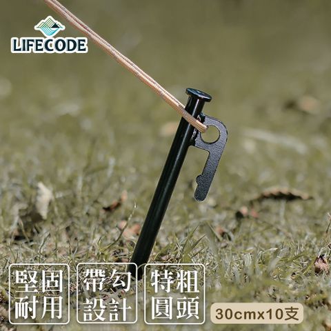 LIFECODE 生活密碼 特粗鋼材地釘30cm-黑色(10支)