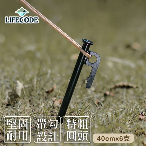 LIFECODE 特粗鋼材地釘40cm-黑色(6支)