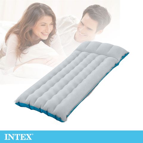 【INTEX】單人野營充氣床墊/露營睡墊-寬67cm (灰藍色) (67997)