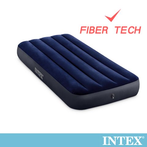 【INTEX】經典單人(新款FIBER TECH)充氣床墊-寬76cm(64756)