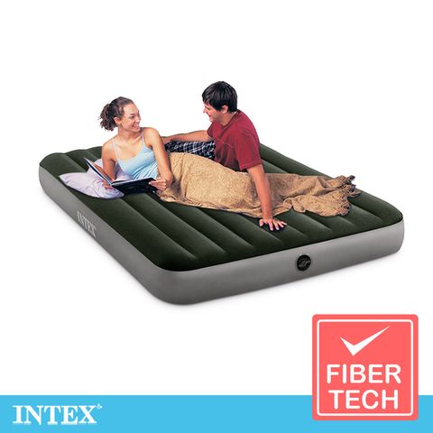 【INTEX】經典雙人加大(fiber-tech)充氣床墊(綠絨)-寬152cm(64109)