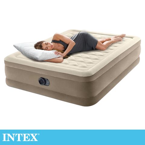 INTEX 超厚絨豪華雙人加大充氣床-寬152cm (內建幫浦)(64427)