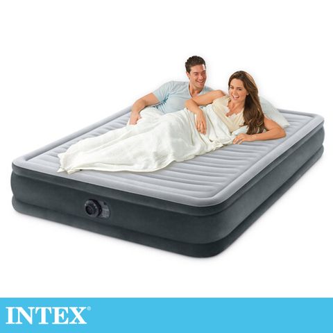【INTEX】豪華型橫條內建電動幫浦充氣床-雙人加大-寬152cm (67769)