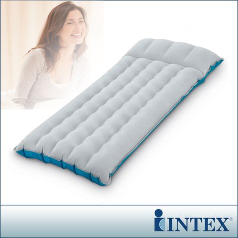 INTEX 單人野營充氣床-寬67cm (灰藍色) (67997)