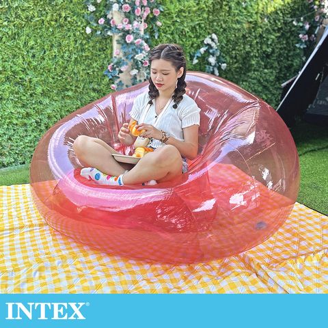 INTEX  粉紅透明充氣懶人椅(66501NP)