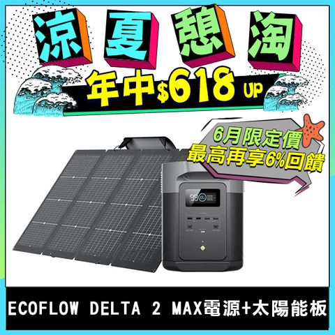 6月限定價 現省$6000ECOFLOW DELTA 2 Max儲能電源+太陽能板組合