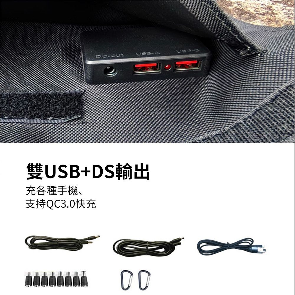 A雙USB+DS輸出充各種手機、支持QC3.0快充