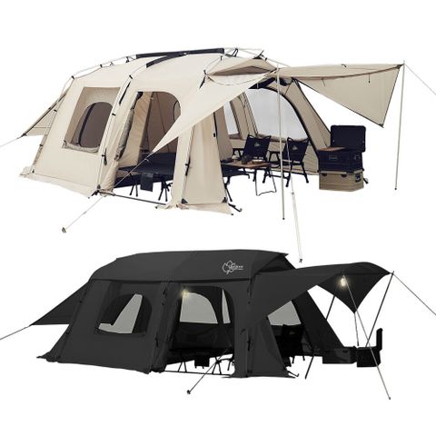 OutdoorBase 沙丘光影隧道帳 隧道帳 一房一廳 客廳帳 露營 逐露天下