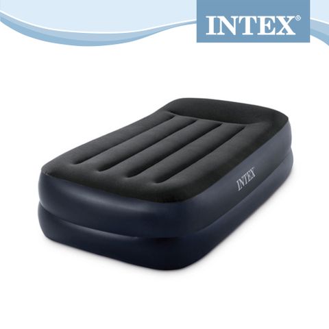 INTEX舒適雙層單人加大充氣床墊-內建電動幫浦-有頭枕(寬99*191*42cm)(64121ED)