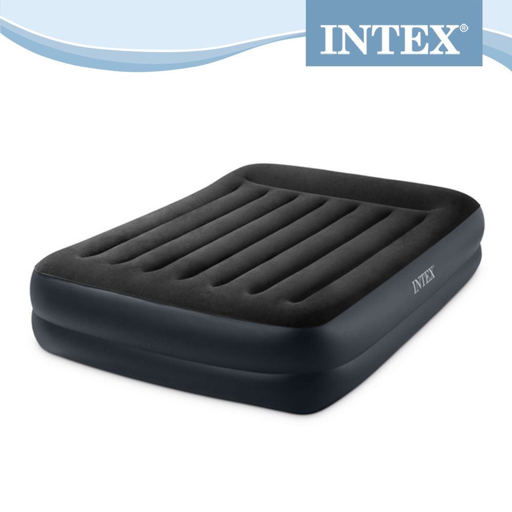 INTEX 舒適雙層雙人加大充氣床墊-內建電動幫浦-有頭枕-(寬152*203*42cm)-(64123ED)