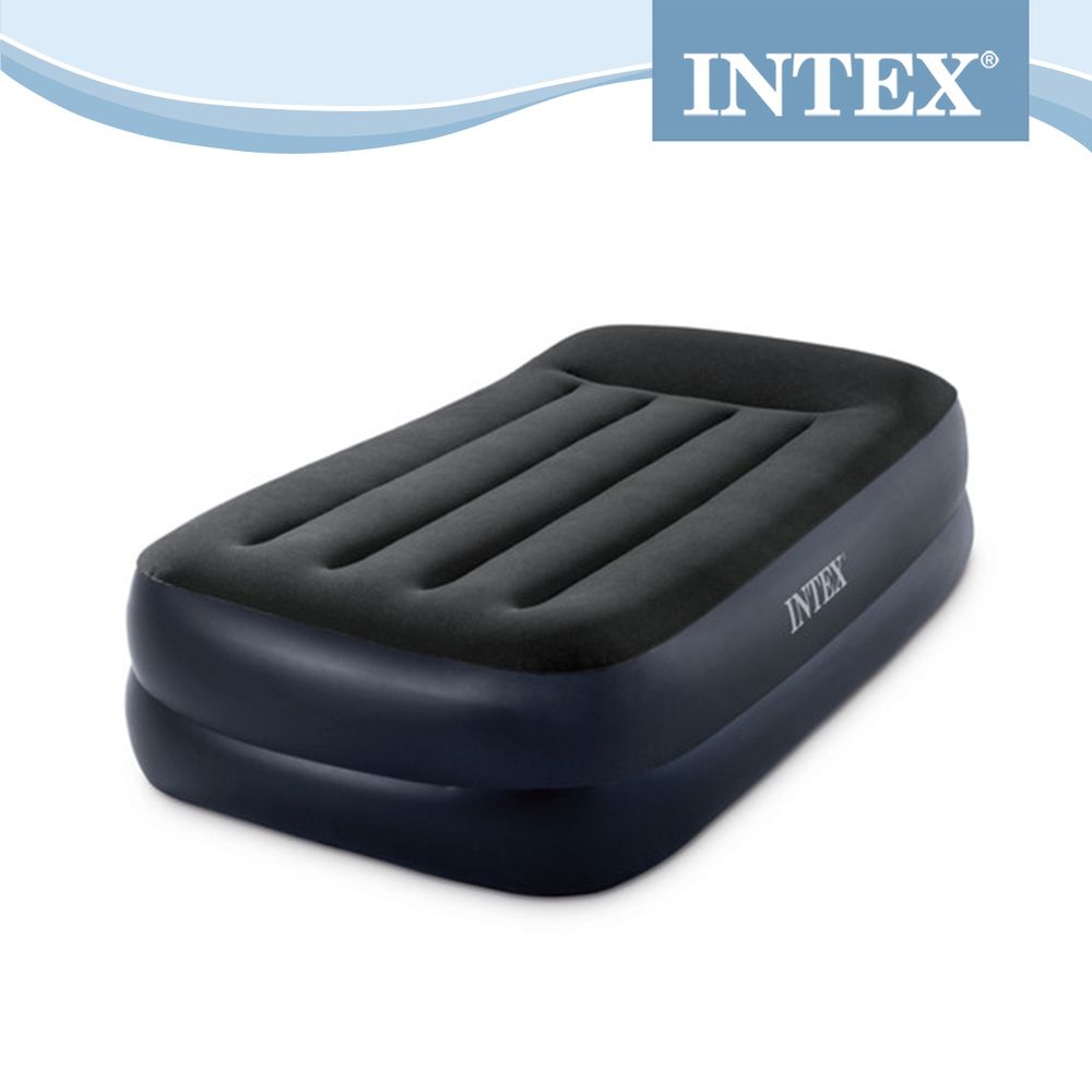 INTEX 舒適雙層單人加大充氣床墊-內建電動幫浦-有頭枕(寬99*191*42cm)(64121ED)