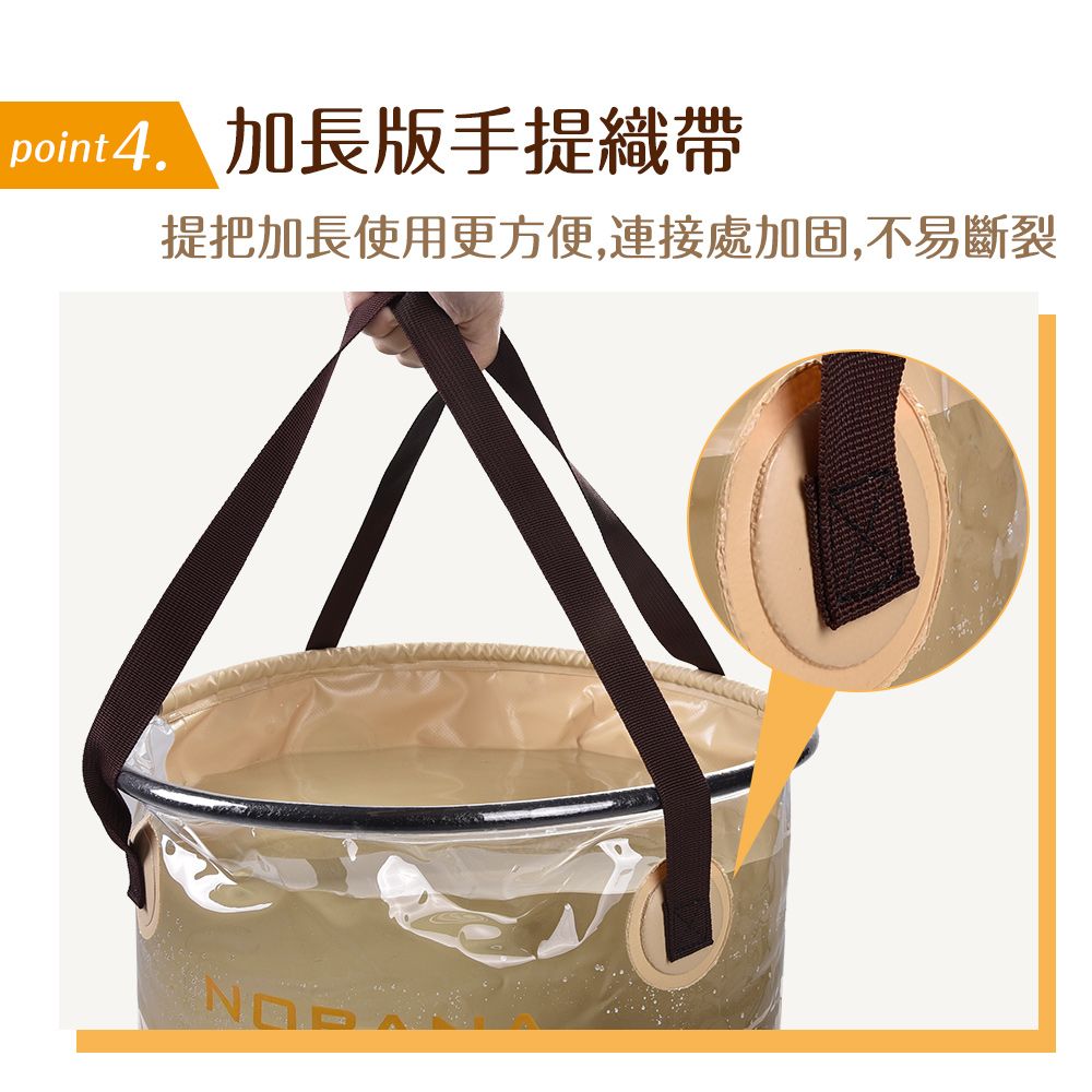 韓國CLS NOBANA 30L 加厚摺疊透視水桶 加贈掛袋 /冰桶/露營/釣魚/水袋(軍綠色)