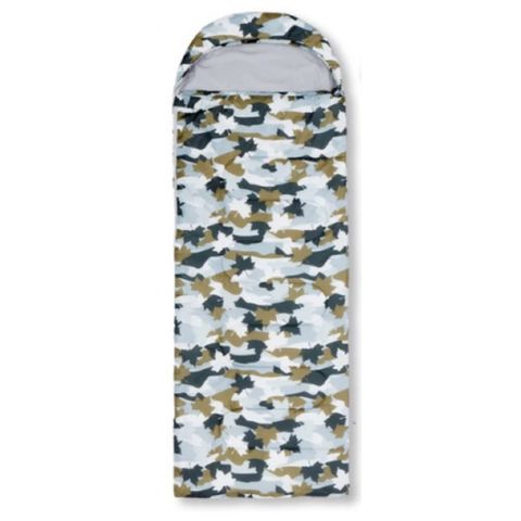 【日本 LOGOS】新改款 丸洗 15℃ 加大抗菌防臭透氣羽絨棉睡袋(可機洗/可合併)_170139-1 灰迷彩