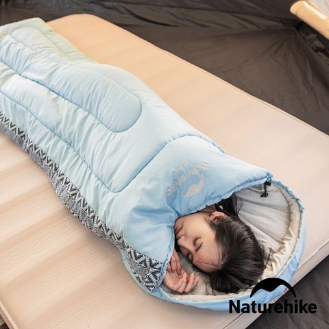 Naturehike  L250圖騰可機洗帶帽睡袋 風暴藍 MSD07
