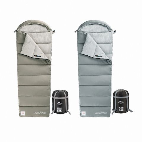 Naturehike M300可機洗帶帽信封睡袋 MSD02 2入組