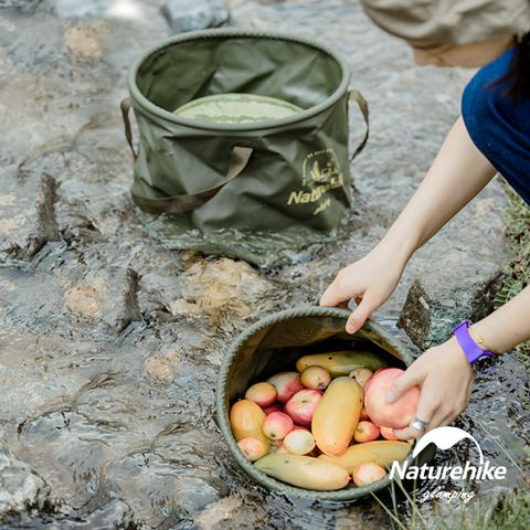 Naturehike 凌沃多用途便攜可折疊PVC水桶 儲水盆10L 軍綠