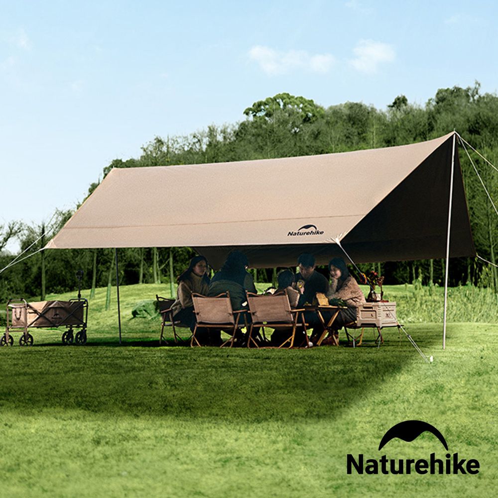 Naturehike  云霄Lite150D黑膠防水遮陽天幕 附帳桿 六邊形400x292cm WS015
