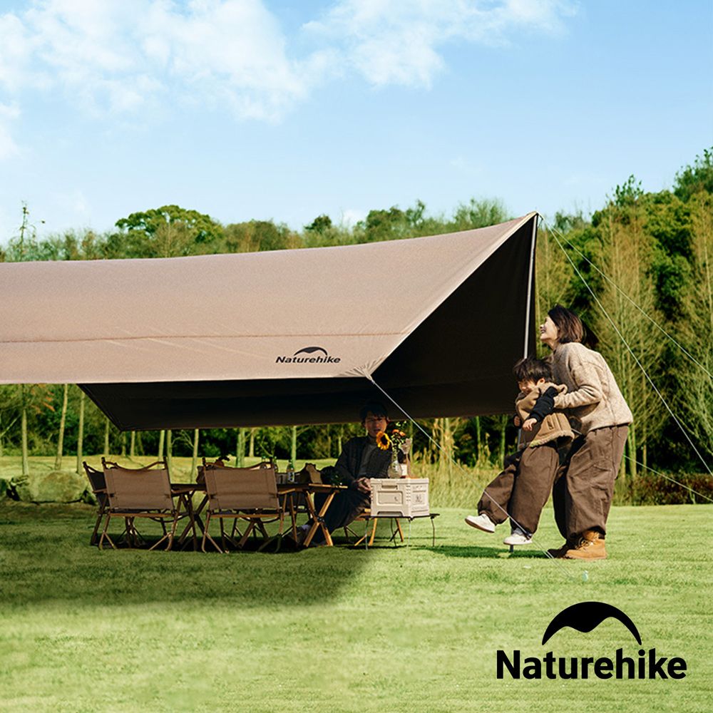 Naturehike  云霄Lite150D黑膠防水遮陽天幕 附帳桿 六邊形400x292cm WS015