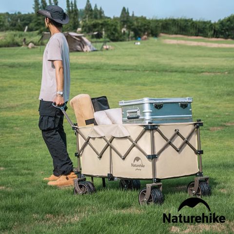 Naturehike TC02輕折四向大容量折疊手推車 粗輪剎車款 PJ005